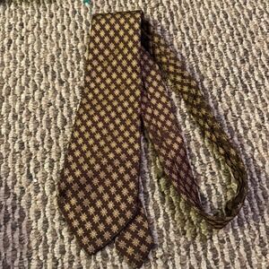 Sulka New York London Paris Tie Brown Gold Silk Tie Old Money Quiet Luxury